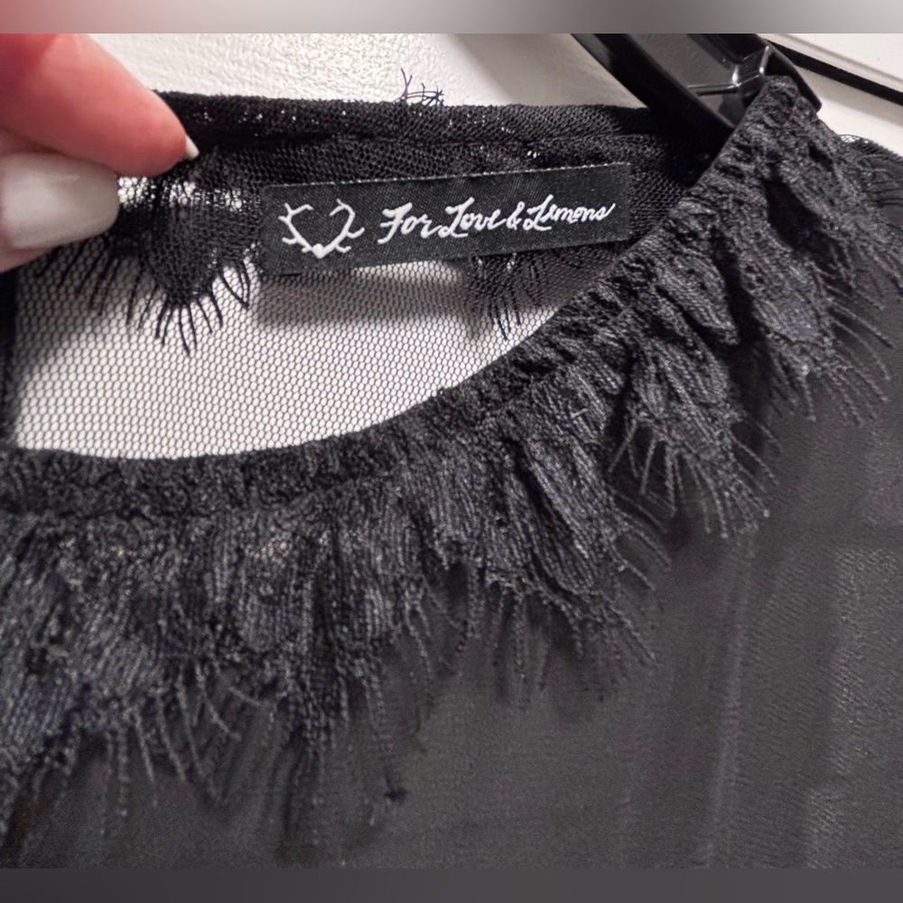 For Love & Lemons Bohemian Long Sleeve Sheer with Lace Maxi Dress Size Small - Picture 5 of 9